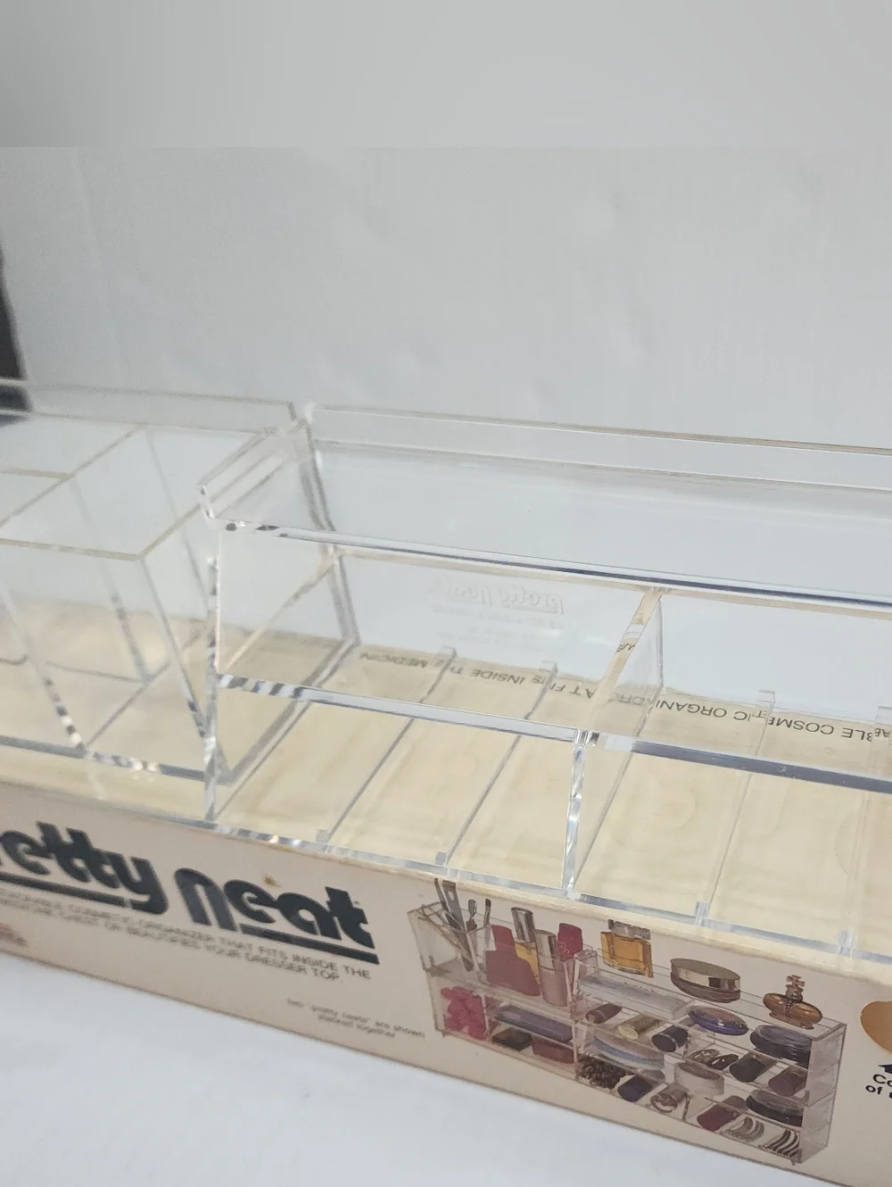 Vintage Pretty Neat Stackable Cosmetic Organizer Clear Color 1982 NOS in Box